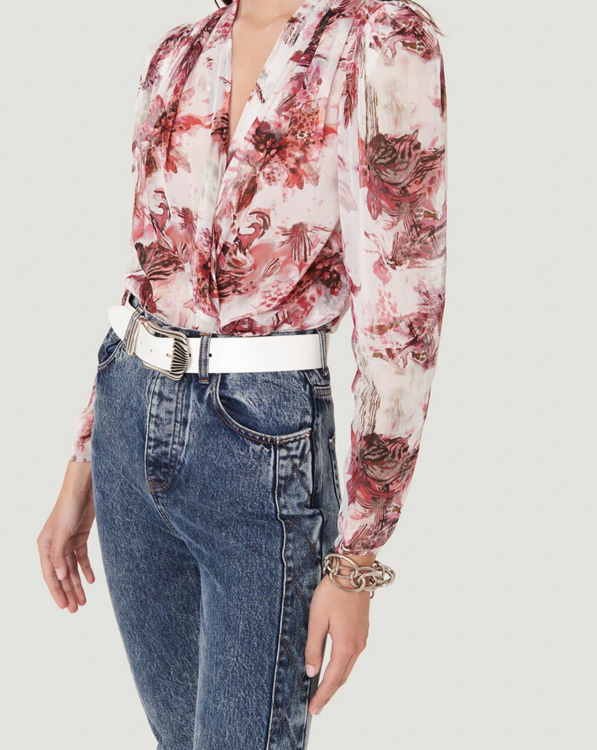 SYLA PRINTED PUFF SLEEVE BLOUSE TOP image number null